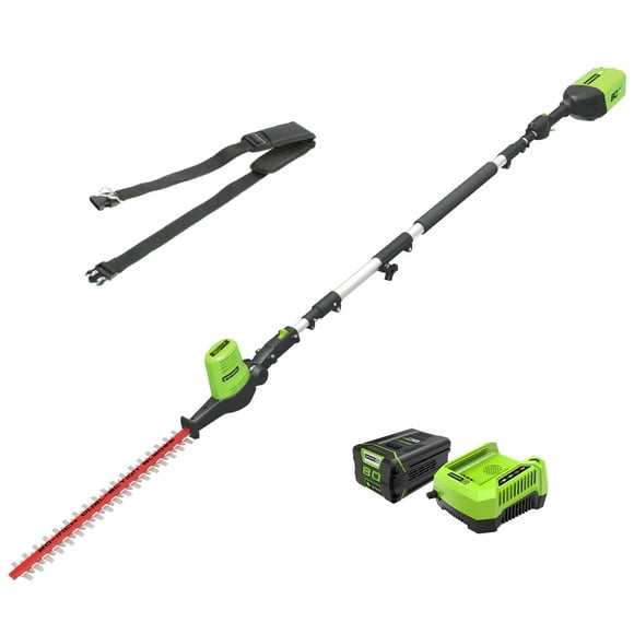 Greenworks 80V Pole Hedge Trimmer, 2.0Ah Battery and Charger Included