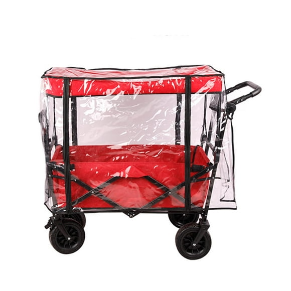 Collapsible Wagon Cart Waterproof Cover Canopy Rainproof PVC Material Portable Accessory 33x15.7x27.6inch Transparent Windproof for Camping