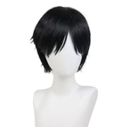Short Pixie Cut Wig Synthetic Hair Wigs for Women with Bangs Natural Black Wig Layered Wavy Style Short Wigs for Women