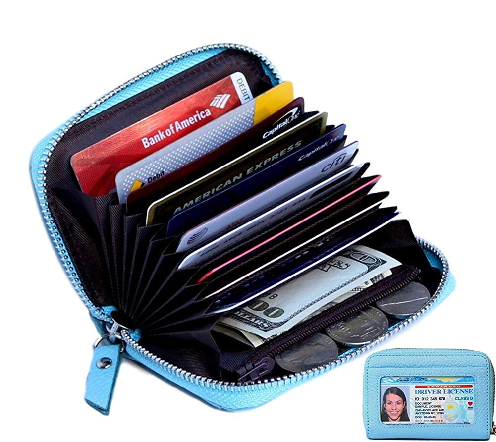 Womens Small Compact PU Leather Wallet with Zipper Credit Card Pocket ID Window by Elite Trend