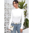 thumbnail image 6 of Women's Turtleneck Long Sleeve Shirts Casual Basic T Shirts Lightweight Base Layer Solid Slim Fit Tops, 6 of 6