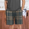 thumbnail image 6 of Men's Pajama Shorts Bottoms with Pockets Soft Lightweight Lounge Sleep Wear Dark Green Brown Tartan, 6 of 6