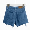 thumbnail image 4 of Nestiefly Jean Shorts Womens Stretchy High Waisted Y2k Ripped Distressed Frayed Hem Jorts Pockets Casual Summer Denim Shorts Blue M, 4 of 5