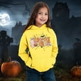 thumbnail image 2 of WERYOUNG Girls Boys Hoodies Cartoon Pumpkin Letter Ghost Flower Printed Long Sleeve Pullover Hooded Halloween Sweatshirt With Pocket Kids Versatile Vacation Hoodie,Yellow,4-5 Years, 2 of 4