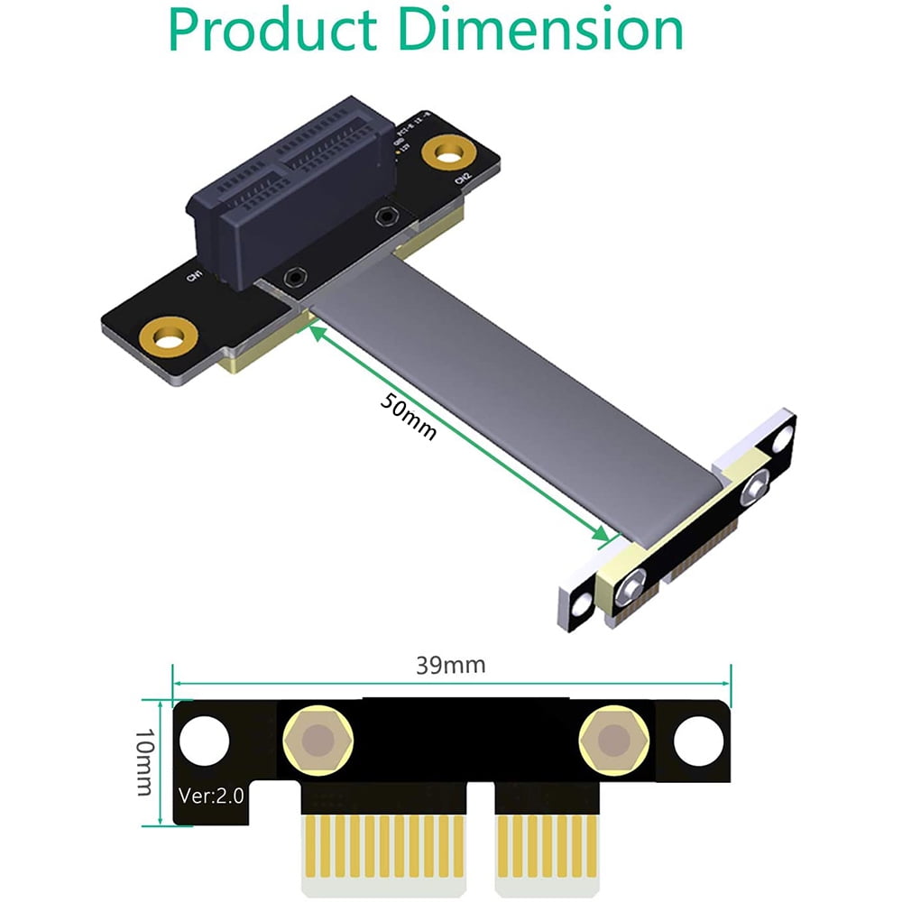 RDEXP PCI-Express 1X Riser Card 90 Degree Right Angle Riser Adapter Card