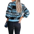 thumbnail image 5 of Womens Long Sleeve Cardigan Sweaters Plaid Fuzzy Knit V Neck Button Down Cardigans, 5 of 6