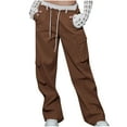 thumbnail image 1 of Pantalons Cargo Femmes Jambe Droite Large Décontracté Extérieur Y2k Taille Haute avec Poches, 1 of 6