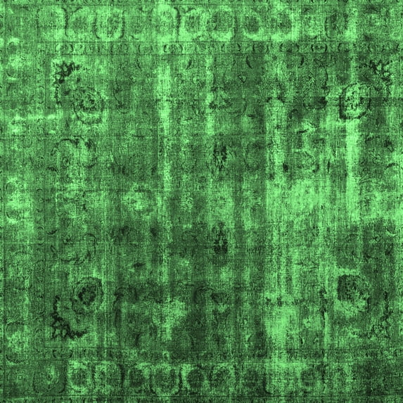 Ahgly Company Indoor Square Abstract Emerald Green Contemporary Area Rugs, 8' Square