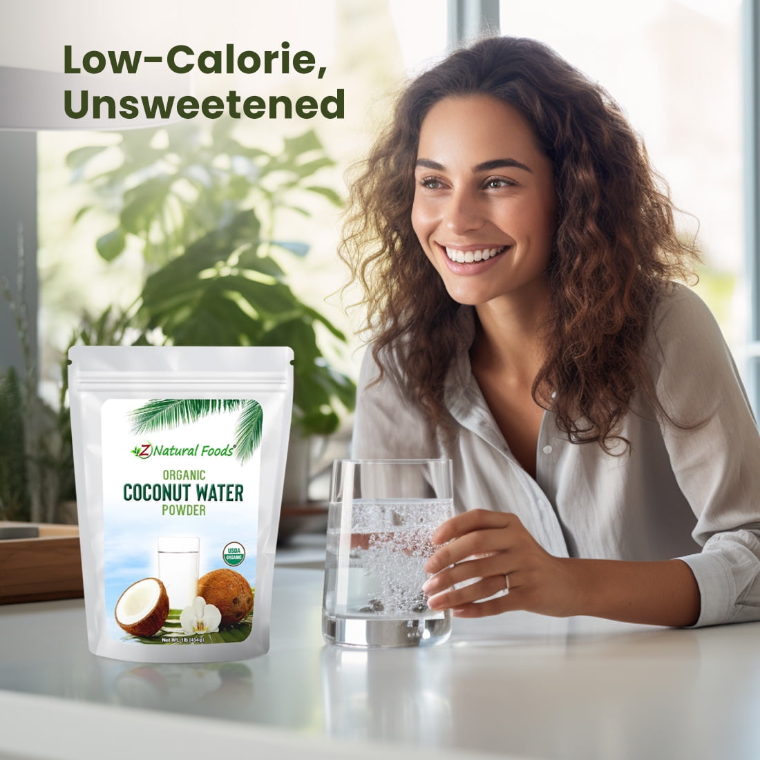 Z Natural Foods Organic Coconut Water Powder, Energy and Electrolyte, Sweet and Delicious, Perfect Pre or Post Workout Drink Mix, Vegan, Gluten-Free, Non-GMO, Kosher, 1 lb