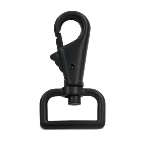 TALENO 1'' Swivel Trigger Tilt & Bump Thumb Knob Bolt Snap Hook Lobster Claw Clasp Spring Loaded Clip,Round-Corner-Ring Ended,Black - Pack of 2