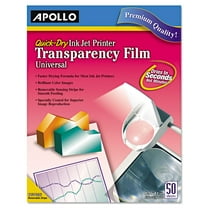 Apollo Quick-Dry Color Inkjet Transparency Film, Letter, Clear, 50/Box