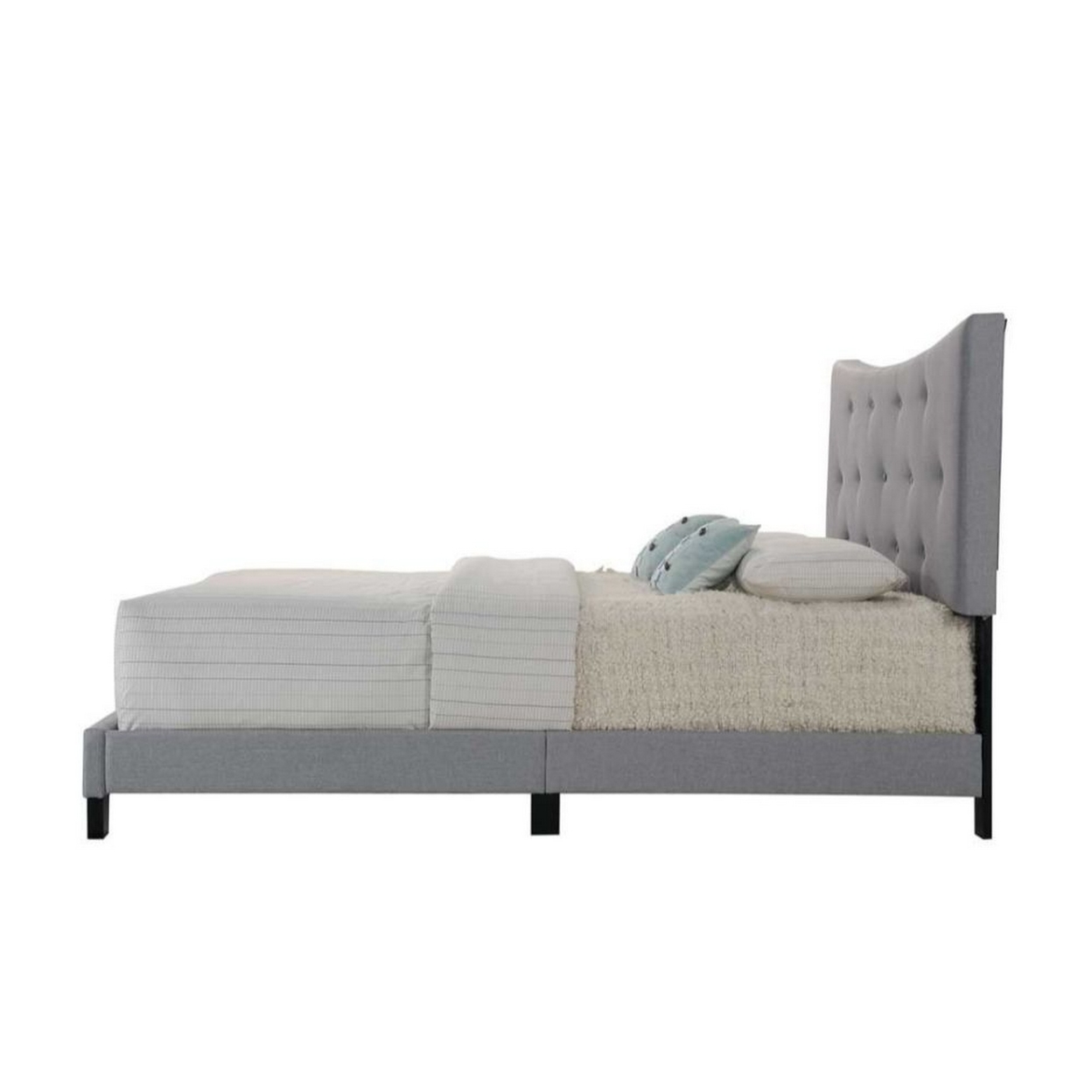ACME Venacha Upholstered Platform Queen Bed, Gray Fabric - image 2 of 6