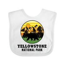 Inktastic Yellowstone National Park with Bear Mountains and Trees Cricle Boys or Girls Baby Bib