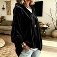 thumbnail image 6 of Textilo Womens Velvet Hoodies 3/4 Batwing Sleeve Drawstring Hoodies Hooded Solid Color Pullover Tops Loose Fit Y2k Lightweight 2026 Fall Winter Clothing,Black M, 6 of 6