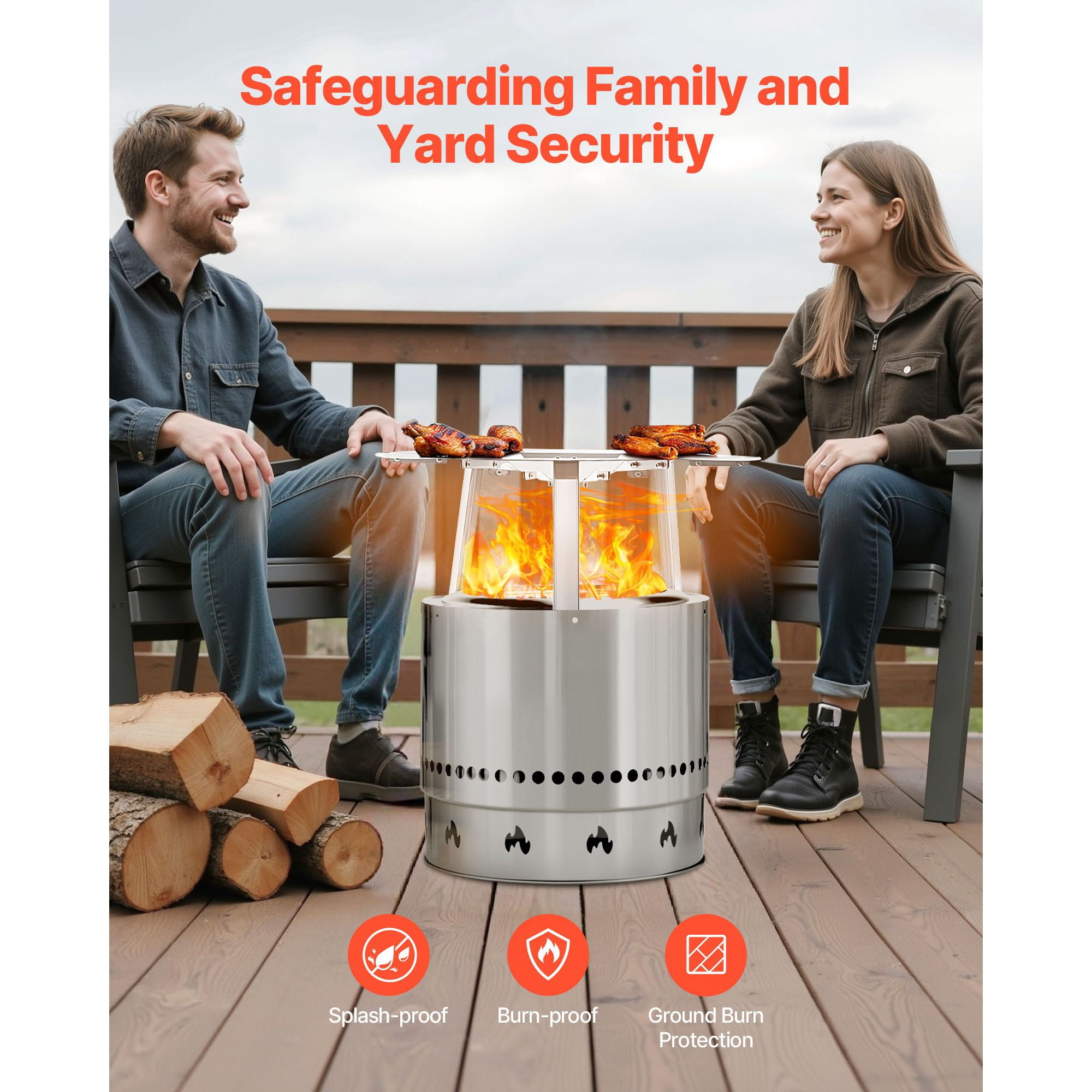 Heat Deflector for Solo Stove Ranger, 304 Stainless Steel, 3-Point Leg Support, Heat-Resistant, Spark-Proof, for Fire Pit Camping Cooking