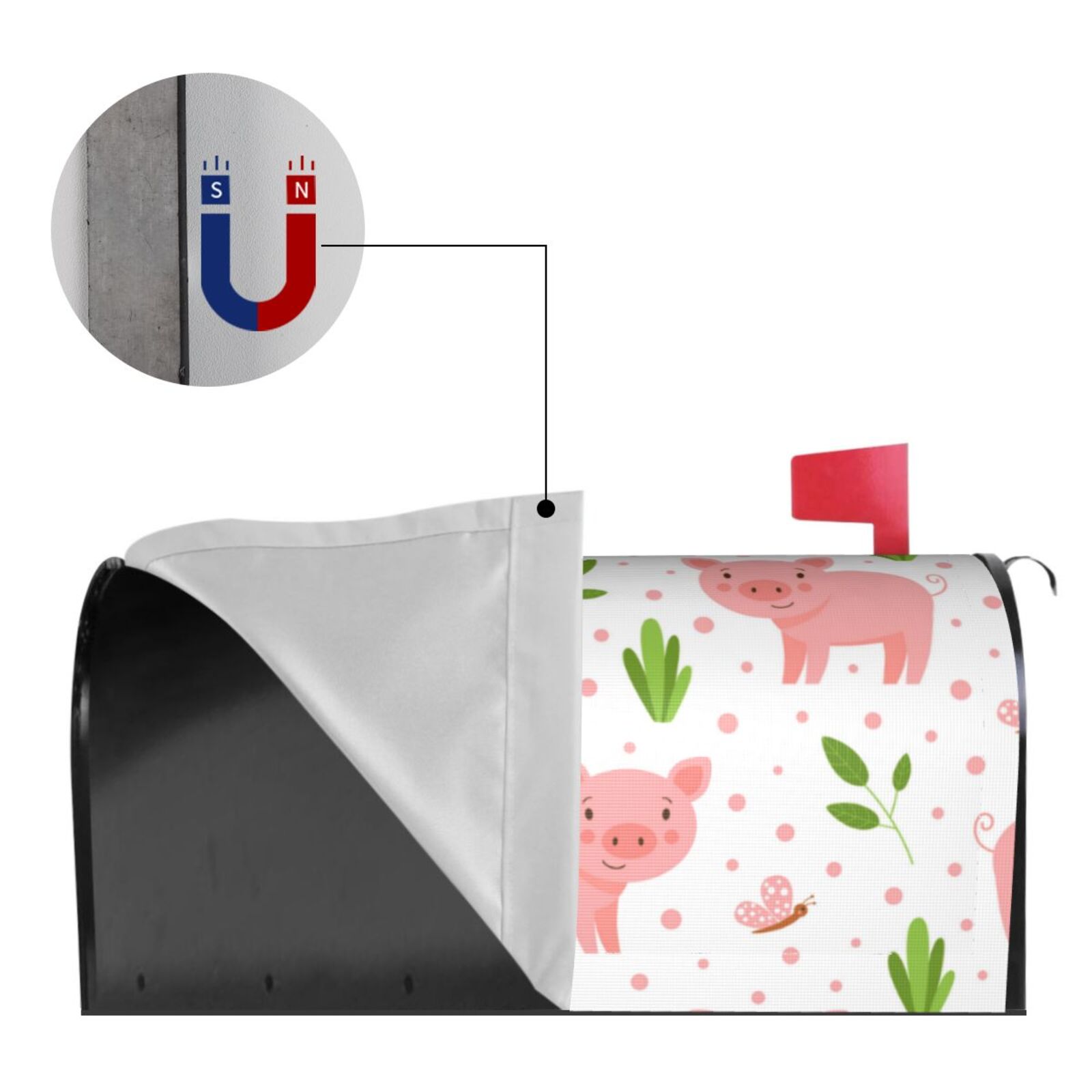 Xecao Funny Little Pigs for Mailbox Cover with Magnetic Strips, Waterproof and Sunscreen, Adds a Decorative Touch to Your Garden Yard.