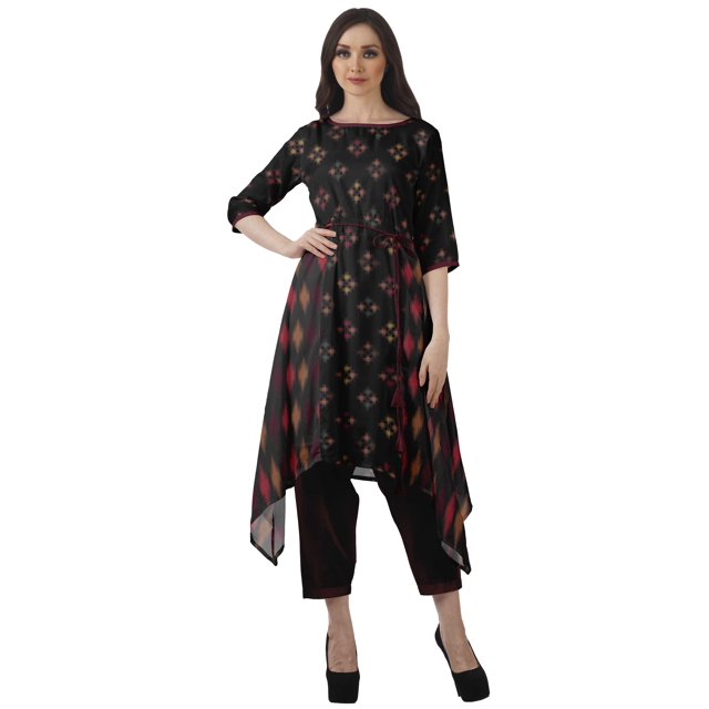 Moomaya Ensemble Tunique Indienne Pantalon Manches 3/4 Imprimé Femme Kurta Kurti