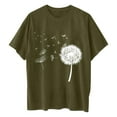 thumbnail image 5 of WREESH Women's Oversized Round-Neck T-Shirts Casual Loose Short Sleeve Printed Blouses Olive Green, 5 of 5