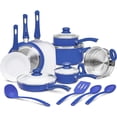 thumbnail image 1 of Ivation Ceramic 16-Piece Nonstick Cookware Set w/ Induction Ready Base | Toxin Free, Bakelite SoftGrip Handles & Tempered Glass Lids | Blue, 1 of 7