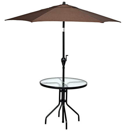 32 Patio Round Table Tempered Glass Top W Umbrella Hole Steel Frame Canada - 32 Outdoor Patio Round Tempered Glass Top Table With Umbrella Hole