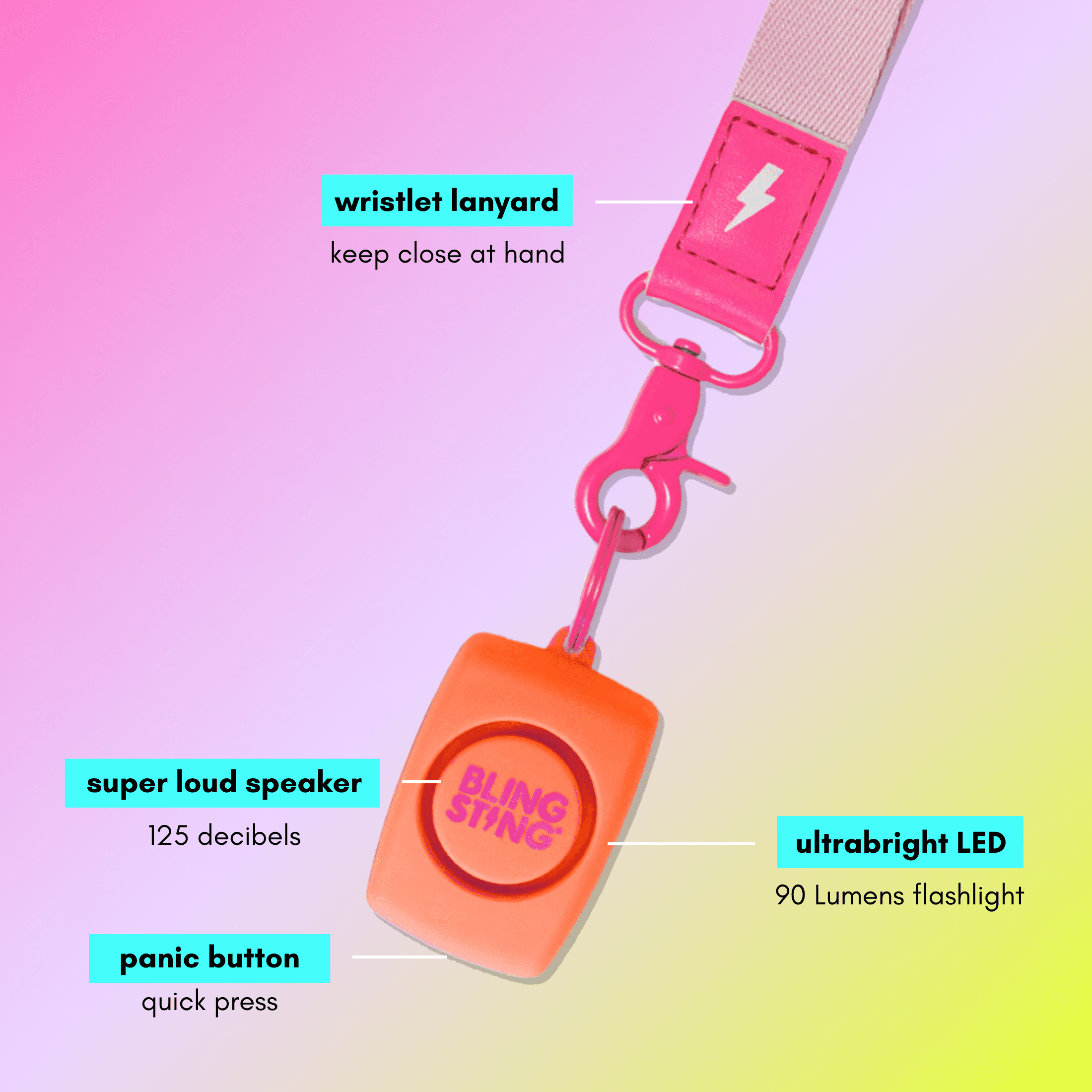 BLINGSTING Mini Personal Safety Alarm, Hot Pink - Walmart.com
