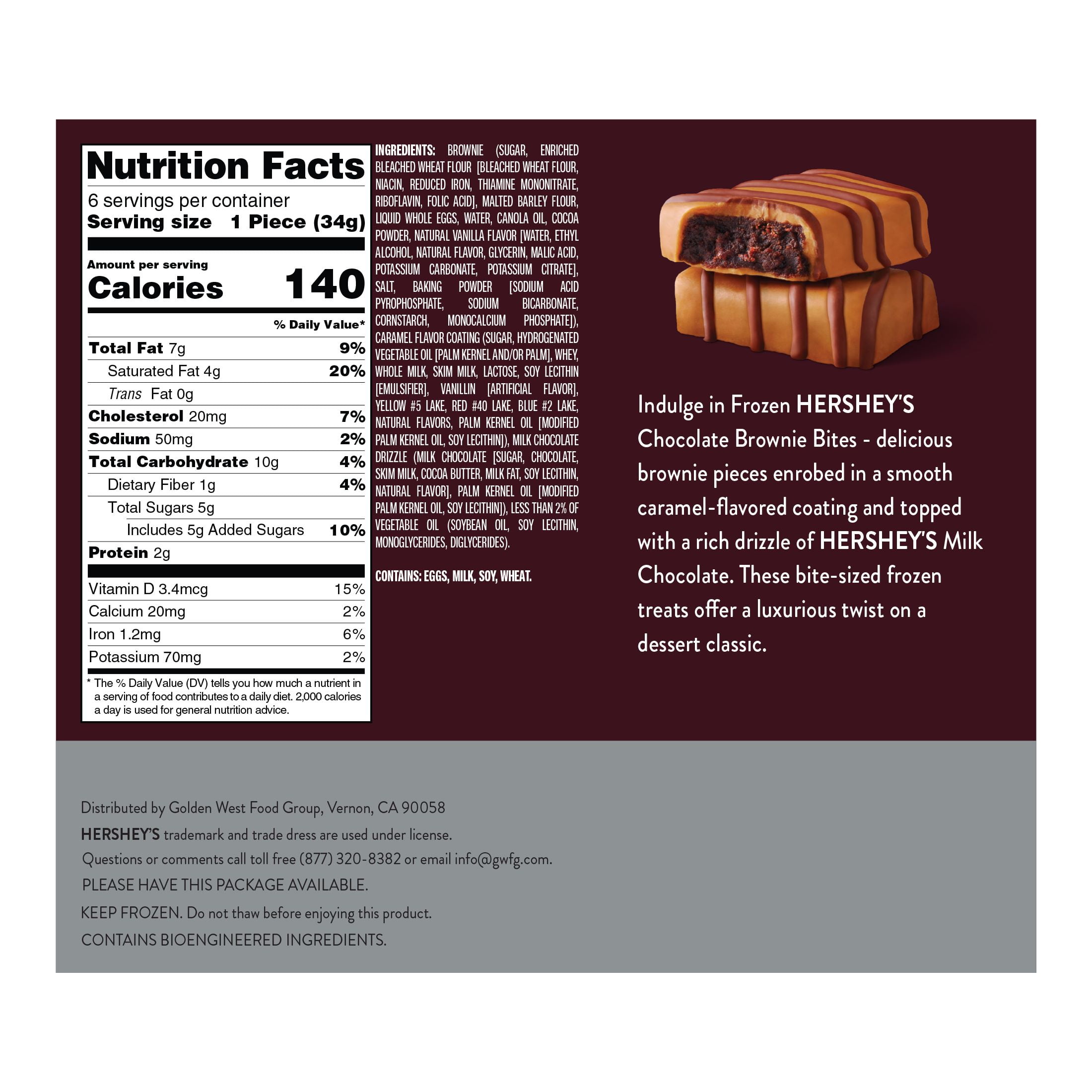HERSHEY’S Chocolate Caramel Brownie Bite, 7.2 oz. (Frozen)