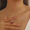 thumbnail image 4 of Juwaliy Dragonfly Necklace Heart July Birthstone Necklace Ruby Red 925 Sterling Silver Pendant Jewelry Women Wedding Birthday Christmas Mother's Day Gifts, 4 of 10