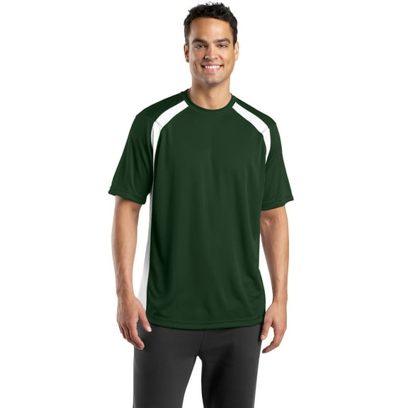 Sport-Tek T478 Dry Zone Colorblock Crew, Forest Green/White, 3XL