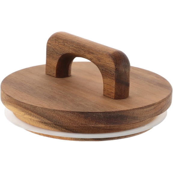 ABCISI 4-Inch Acacia Wooden Storage Lids - Reusable Wooden Mason Jar Lids with Silicone Seal for Glass Sealed Canisters, Round Wide Mouth Jar Covers  with Handle