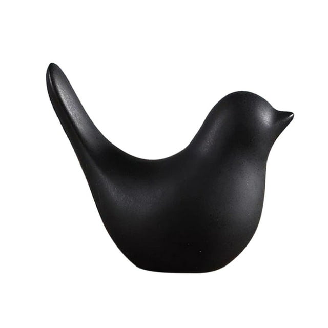 Black and White Ceramic Bird Ornament - Modern Minimalist Home Decor