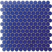 Apollo Tile 5 Pack 12-in x 12-in Royal Blue Penny Round Glossy Finished Glass Mosaic Wall and Floor Tile (5 sq ft/case)