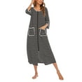 thumbnail image 3 of Womens Robes Dressing Gowns,Women Zipper Robe Short/Long Sleeve Housecoat Soft Zip Up Bathrobe with Pockets Nightwear Sleepwear, 3 of 7