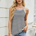 thumbnail image 2 of YUGYXL Teen Girl Summer Stripe Camisole Fashion Spaghetti Strap Tank Top Breathable Scoop Neck Pullover Undershirt Seamless Ribbed Sleeveless Yoga Athletic Clothes March Gift for Toddler Black,M, 2 of 9