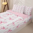 thumbnail image 3 of Erosebridal Watercolor Bow Zipper Twin Comforter Sets with Fitted Sheet and 2 Pillowcases,Polka Dot Ribbon Zipper Bedding Set For Girls,Pink Reversible,4-Piece, 3 of 7