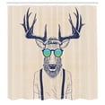 thumbnail image 3 of Ambesonne Antlers Shower Curtain, Hipster Cool Fun Animal, 69"Wx84"L, Beige Dark Blue, 3 of 5