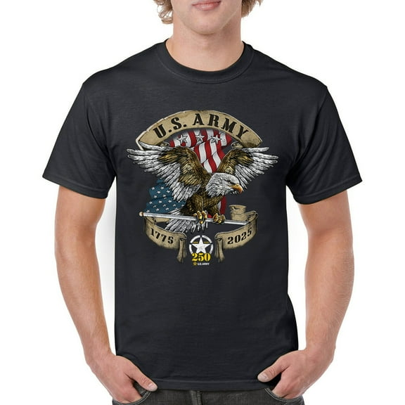 US Army Eagle T-shirt 250 Years Anniversary American Veteran DD 214 Men's Tee
