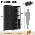 thumbnail image 3 of ChVans 79 Inch Glass Door Bookcase with Storage: 3 Shelves, 3 Drawers, 1 Cabinet – Perfect for Home Office & Living Room., 3 of 9