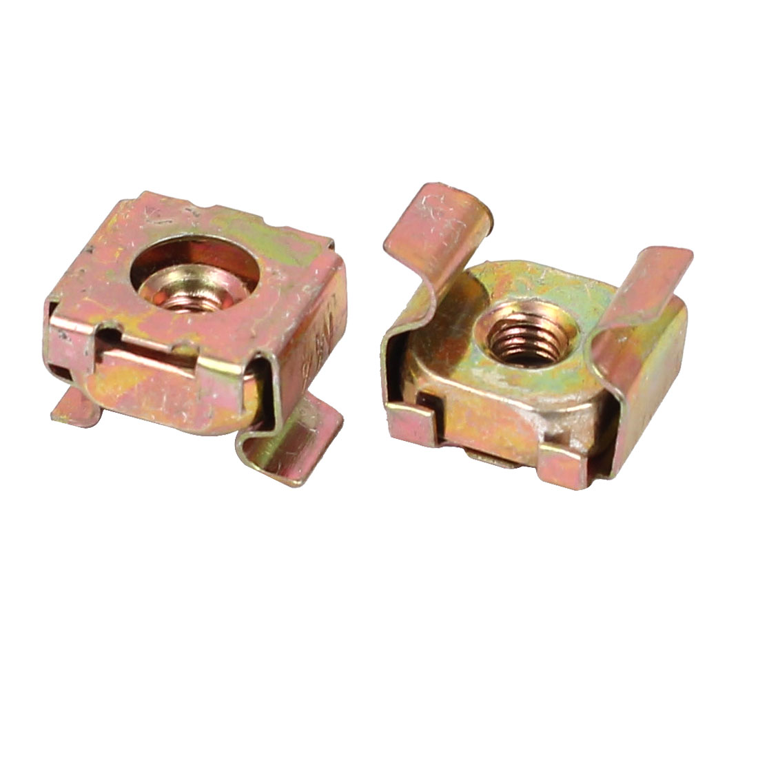 10 Pcs M4 x 0.7mm Yellow Zinc Plated Square Cage Nuts for Sever Rack