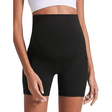 

Maternity Yoga Shorts Over Bump Workout Active Pregnancy Athletic Pants Women s Running Legging with Pockets for Summer