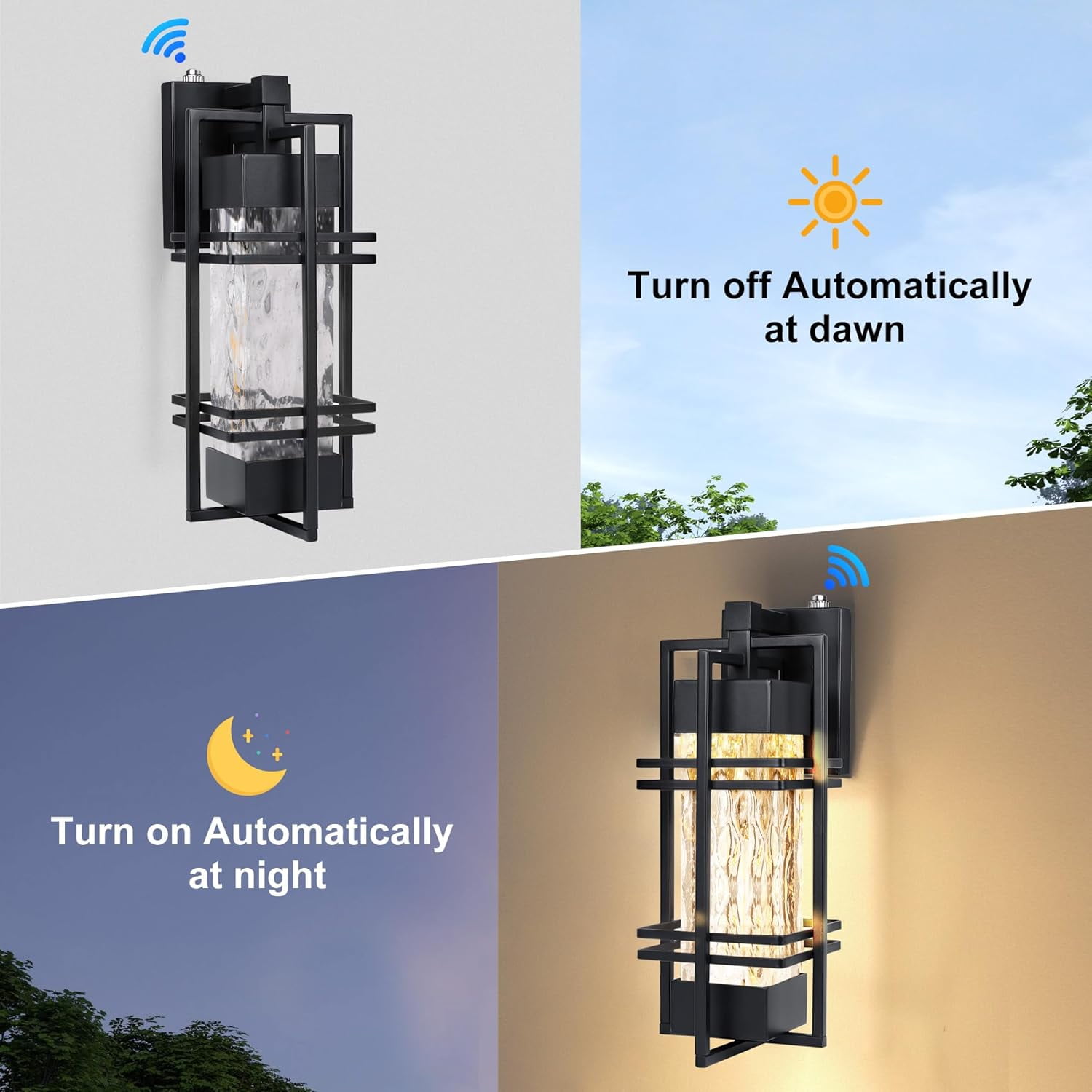 Dusk to Dawn Outdoor Front Porch Light Fixtures Wall Mount,2 Pack Sensor Exterior Lighting Fixtures for House, Waterproof Wall Sconce Lights, Outside Lantern Lamp for Garage, Doorway