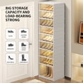 thumbnail image 3 of - Foldable Shoe Rack Organizer for Closet Pairs Collapsible Plastic Shoe Shelf Large Shoes Cabinet with Door Clear Stackable Storage Box Easy Assembly, 3 of 6