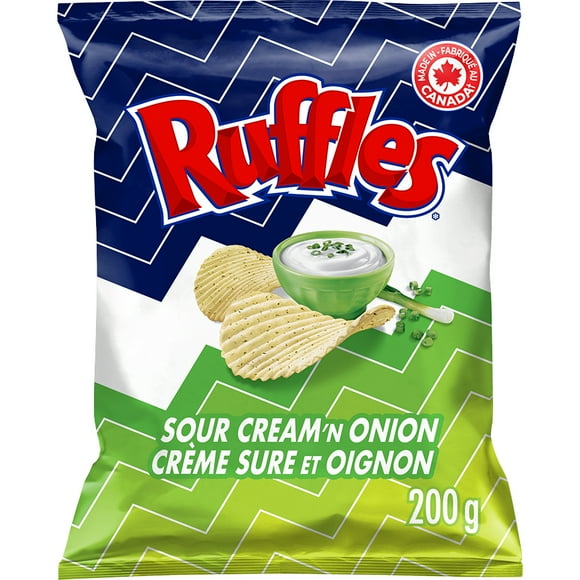 Ruffles Sour Cream 'n Onion Flavoured Potato Chips, 200g