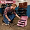 thumbnail image 3 of WORKPRO Mini Metal Tool Box, Cold Rolled Steel, 2 Drawers with Magnetic Tabs, PVC Liners, PP Feet Pads, Macaron, 10.8 x 5.9 x 8.2 in, 3 of 8