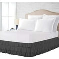 thumbnail image 1 of 100% Microfiber Multi-Ruffle Twin Size Bed Skirt (39" x 75") with 12" Tailored Drop Lenght, Easy Fit Ruffle Pattern with Adjustable Elastic & Gathered Styling Bed Frame Cover - Dark Grey Solid., 1 of 4