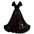 thumbnail image 5 of KICILVS Gothic Clothes For Women Skull And Fire Flame Print Flowing V Neck Long Maxi Dress Halloween Cosplay Gothic Party Dress, 5 of 5