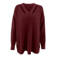 thumbnail image 3 of Womens V Neck Oversized Fall Sweater Sexy Long Sleeve Knit Pullover Top, 3 of 6