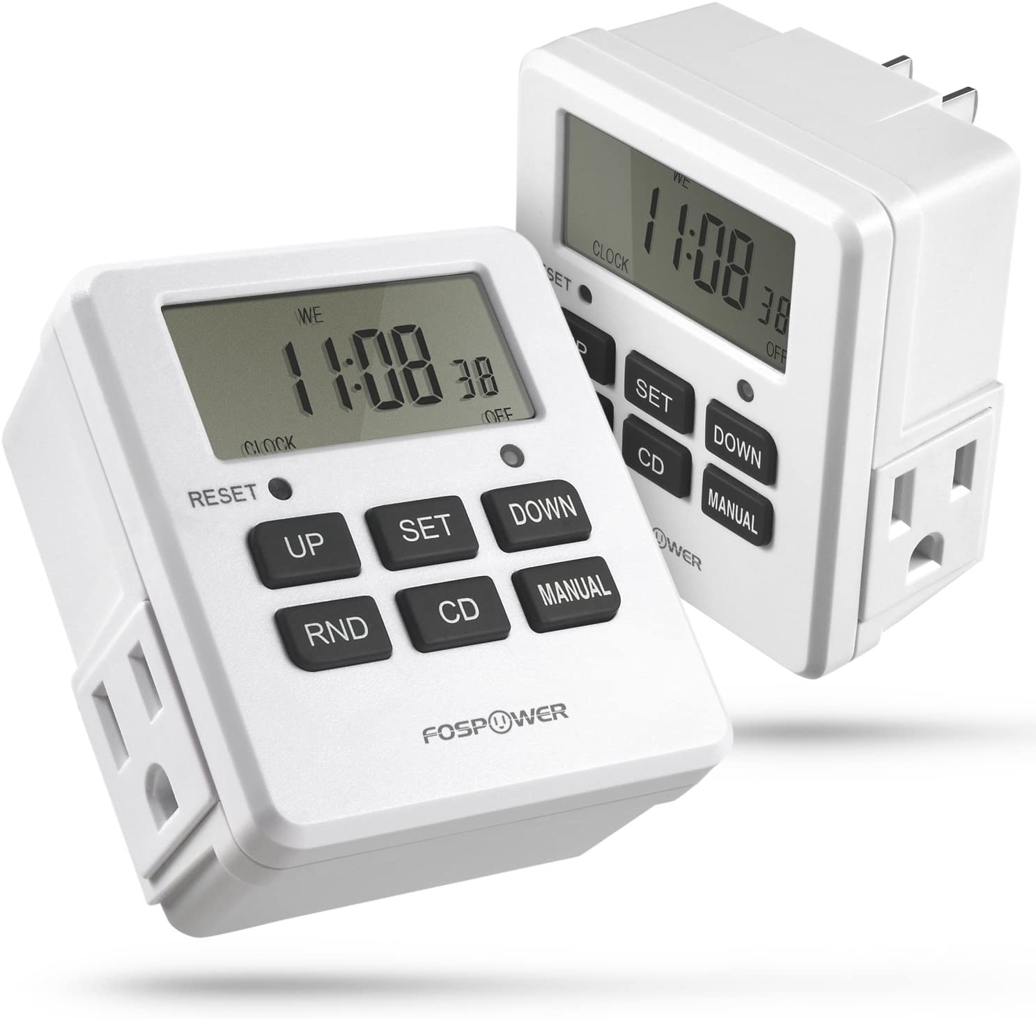 Digital Outlet Timer (2 Pack), FosPower ETL Listed ...