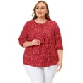 thumbnail image 1 of Women's Plus Size Work Round Neck Ruffle Chiffon Blouse Top Red White 4X, 1 of 5