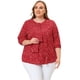 thumbnail image 1 of Women's Plus Size Work Round Neck Ruffle Chiffon Blouse Top Red White 2X, 1 of 5