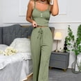 thumbnail image 4 of Xunmmm Womens Pajamas Set Lace Straps Tank Top and Long Pants Ribbed Loungewear Sleepwear Home Clothes, 4 of 7